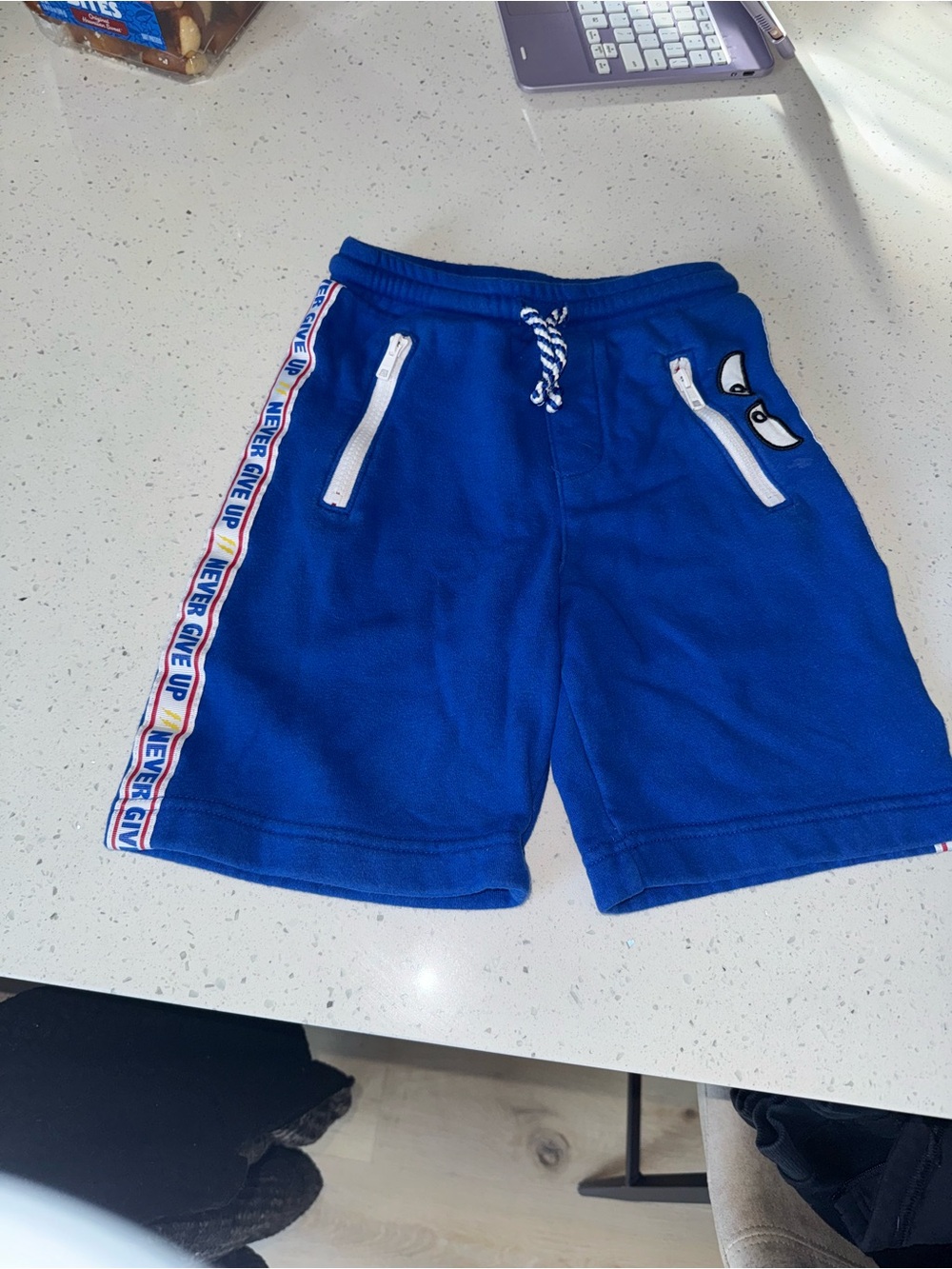 Kids Blue Athletic Shorts with Drawstring